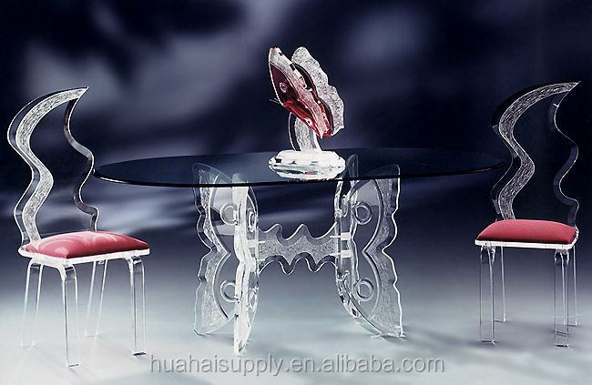 ロマンチックなアクリル蝶ベーステーブルと椅子のダイニングルームセット仕入れ・メーカー・工場