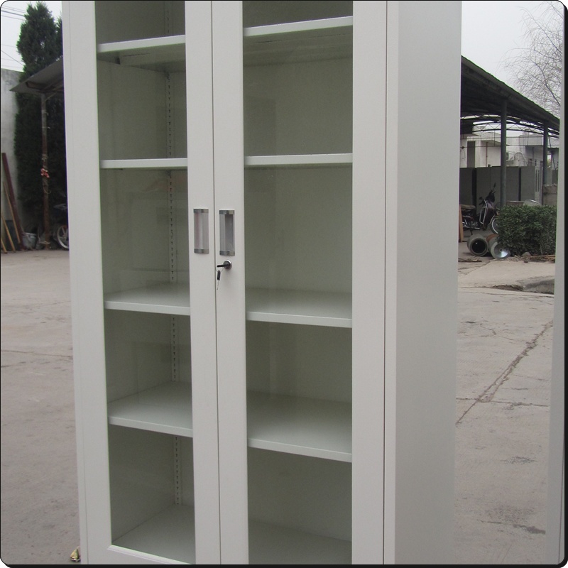 Customized Glass Door Bookcase 4 Adjustable Shelves Ducomet