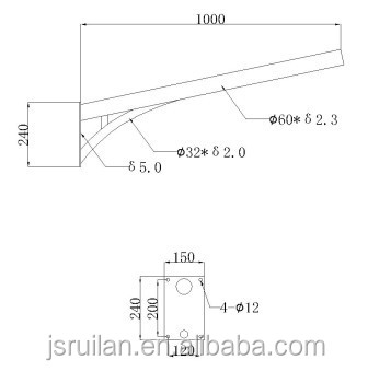 1m、 2m、 3m、 リムーバブルホットディップ亜鉛メッキ4m街路灯のアーム問屋・仕入れ・卸・卸売り
