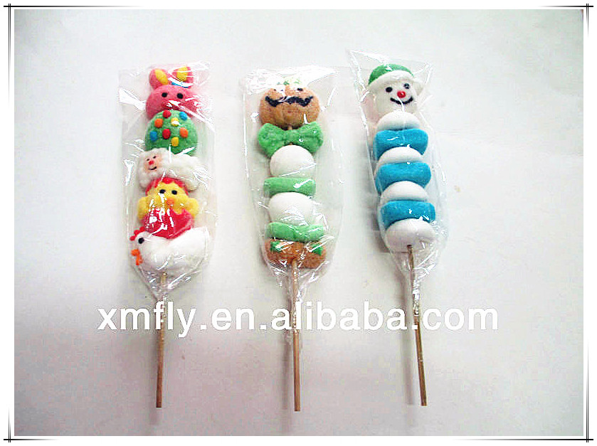 Christmas Design assorted fruit flavour marshmallow lollipop