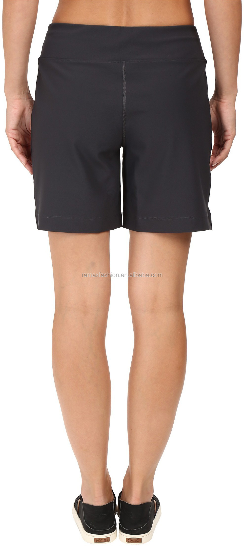 Ramax Custom Womens Black Side Slits Mid Rise Sport Running Gym Shorts