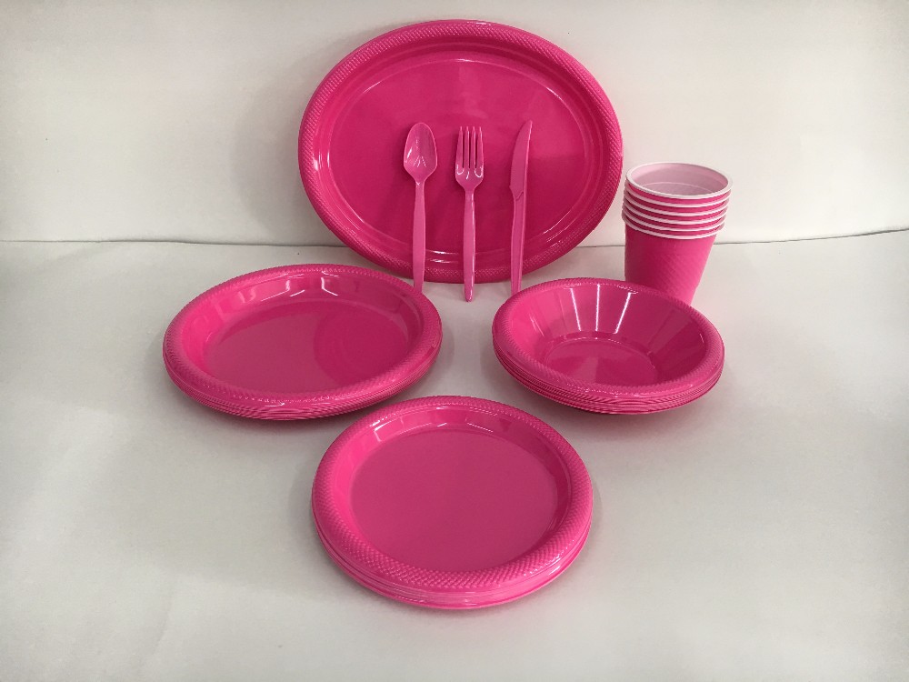 Party Supply Tableware Disposable Plastic Solid Color Plates Sets Buy