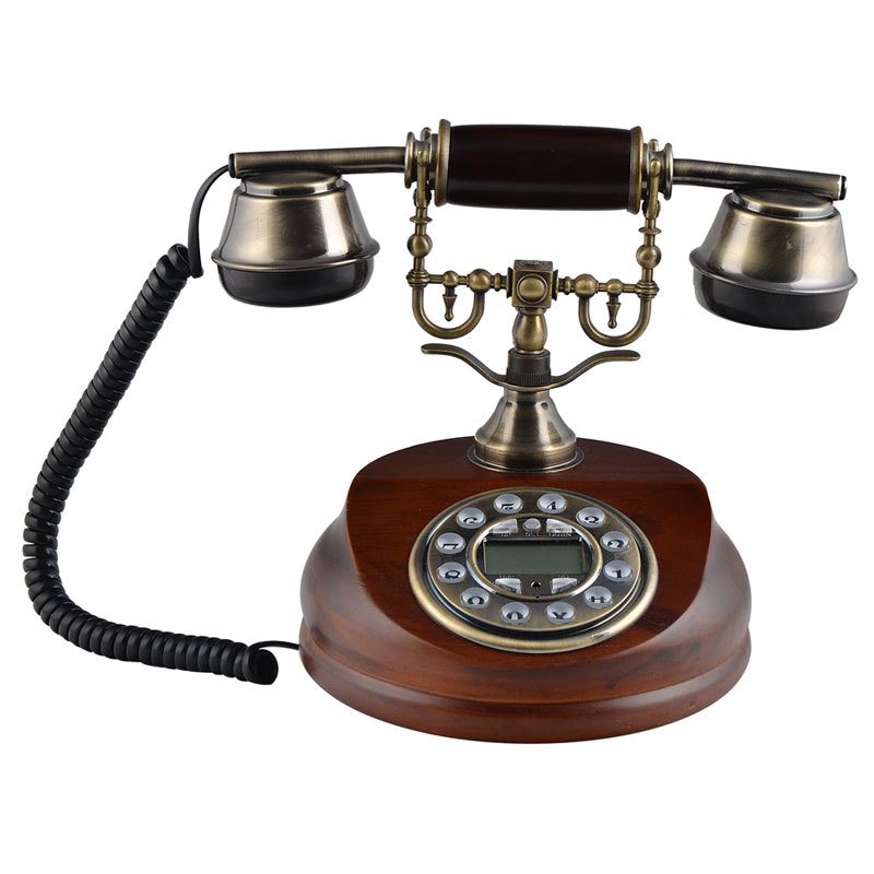 Wooden Hand-painted Corded Telephone Vintage Home Decor Retro Item