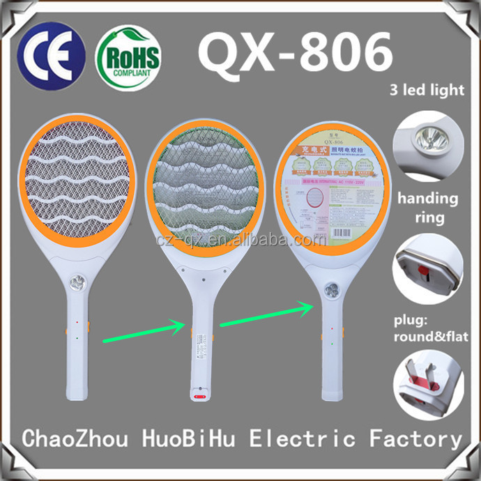 Qx806-5蚊のバットでハンドル電気虫取り器バッテリー800ma3ledライト充電式電気蚊のラケット問屋・仕入れ・卸・卸売り