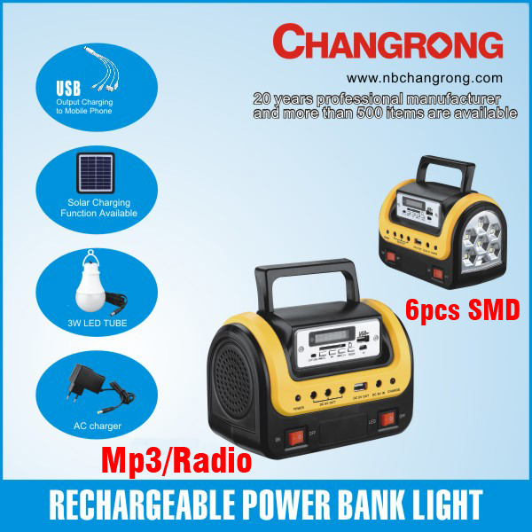 portable rechargeable mobile charger home solar system with led MP3 USB radio