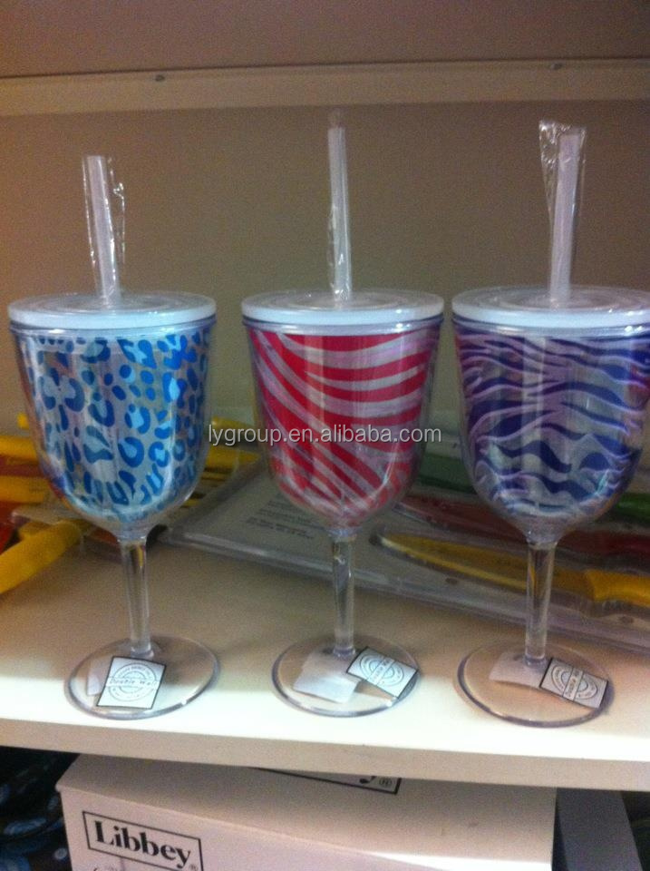 茎のない10オンスタンブラー二重壁のワイン/bpaフリーダブルウォールアクリル10オンス茎のないワインカップ/アクリルワイングラスタンブラー問屋・仕入れ・卸・卸売り