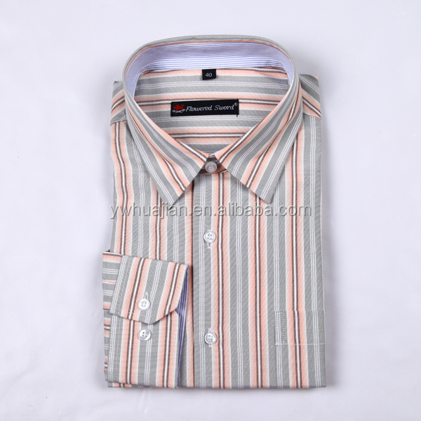 最新のデザインロング2014年袖ビジネスの男性のストライプのドレスシャツ問屋・仕入れ・卸・卸売り