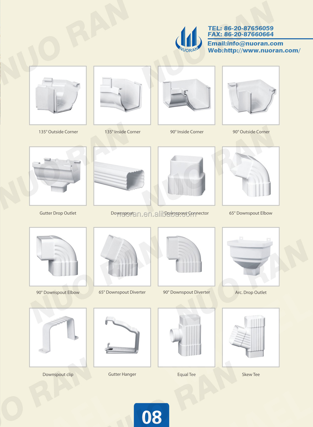 Nuoran Atlanta Duracon Pvc Gutter Buy Duracon Pvc Gutter Product on