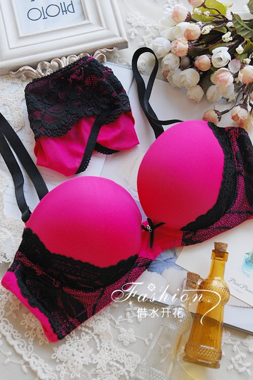 luxury secret women bra set deep V push up lingerie Sexy lace bra & brief underwear set for ladies(7)
