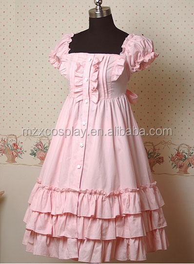 熱い販売のピンクかわいいファルバラロリータドレス半袖ハロウィンパーティの衣装クリスマス美しさのためのロングドレス問屋・仕入れ・卸・卸売り