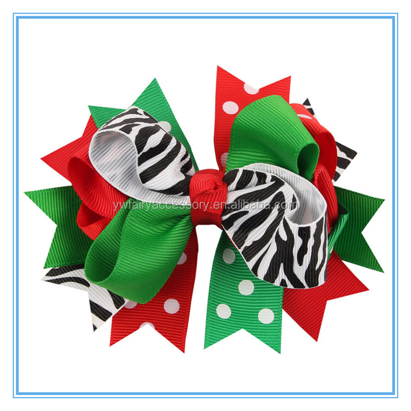 卸売クリスマス熱い販売の毛の弓のリボンと弓のヘアアクセサリー子供のためのクリスマス仕入れ・メーカー・工場