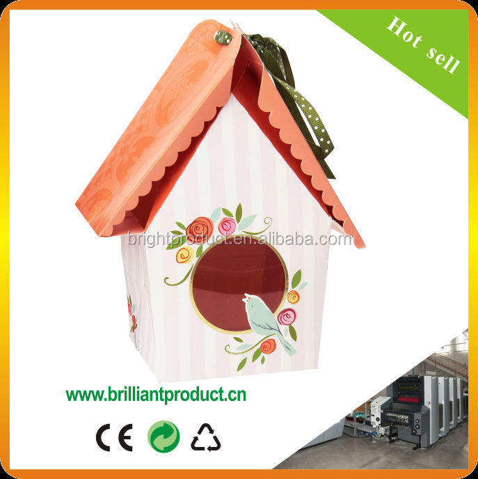 Cute handmade house shape gift box,paper box type house designs