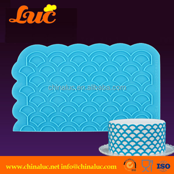 Scalloped lattice mold 3D cake stencil for silicone cake decorating mold silicone fondant mold silicone onlay