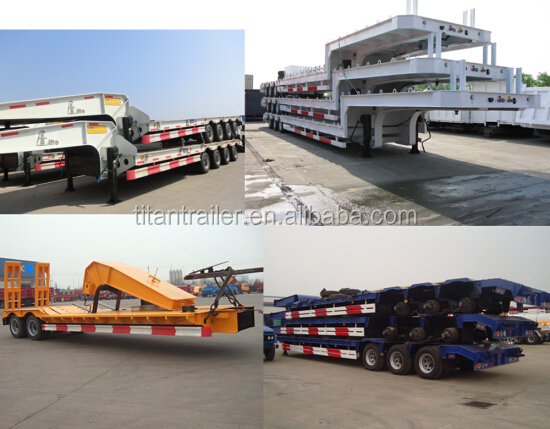 tri-axle 50 ton 60tons low bed semi trailer with hydraulic ramps