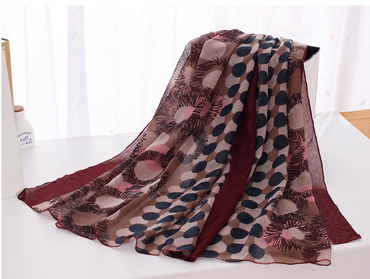 新しいファッショナブルな秋陽フラワードットスカーフ卸韓国レディース綿のスカーフ仕入れ・メーカー・工場