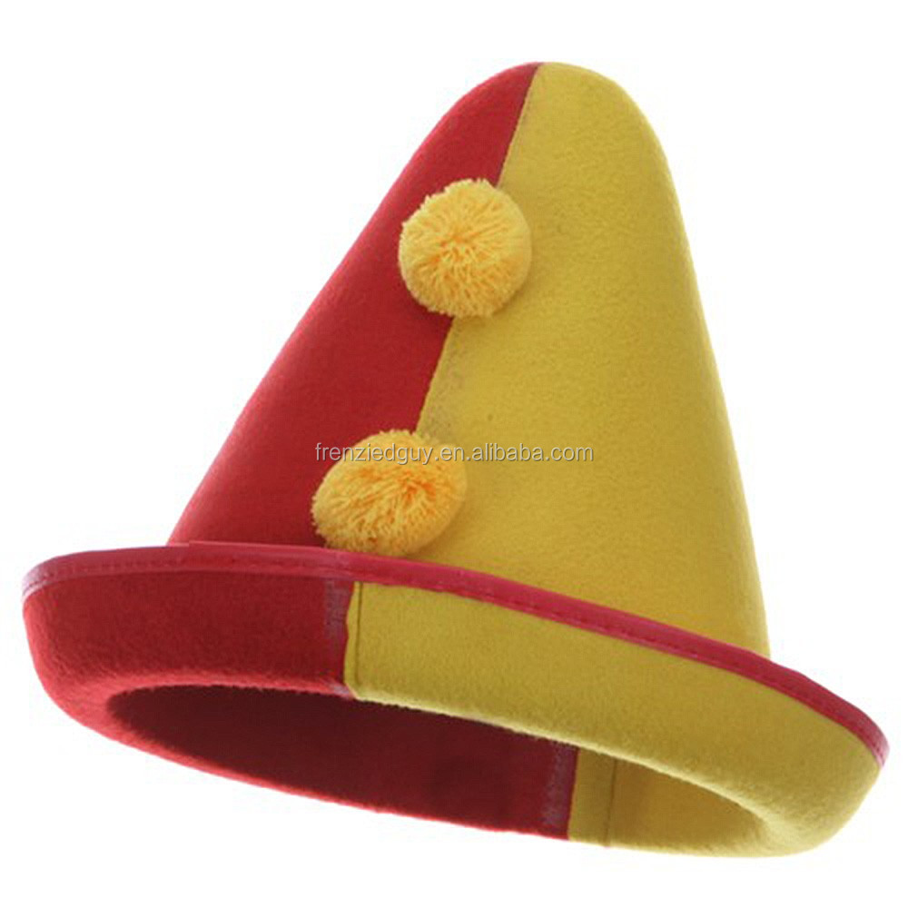 クレイジーパーティー赤黄色ピエロフェルト帽子仕入れ・メーカー・工場
