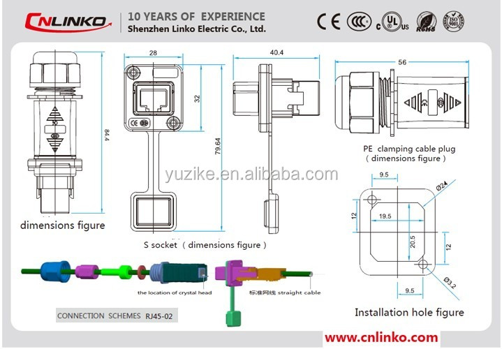 中国競争力のある価格四角い金属cat6オスコネクタ防水ip67シールドrj45コネクタd- リンクrj45メスコネクタ仕入れ・メーカー・工場