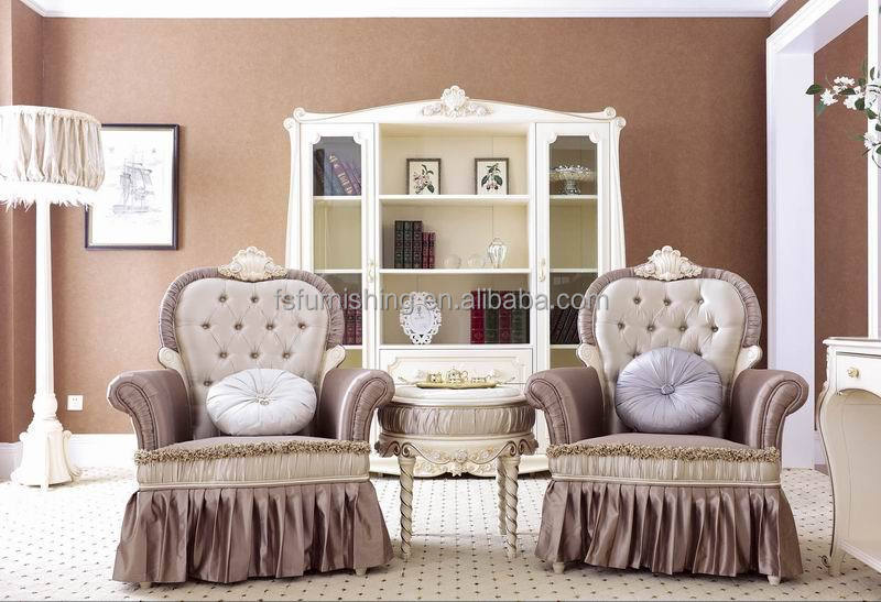 Ym023 elegante blanco de estilo neoclásico francés sala de estar ... Mubles de sala elegantes