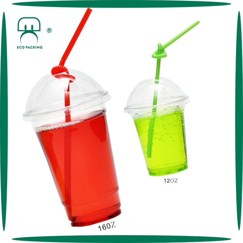 20oz Frozen Beverage Disposable Plastic Juice Cup With Lid And Straw