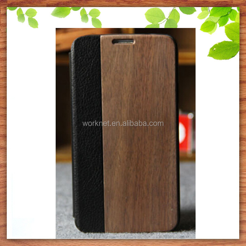 新しいスタイルの木製電話ケース三星銀河用木材皮革s6フリップカバー仕入れ・メーカー・工場