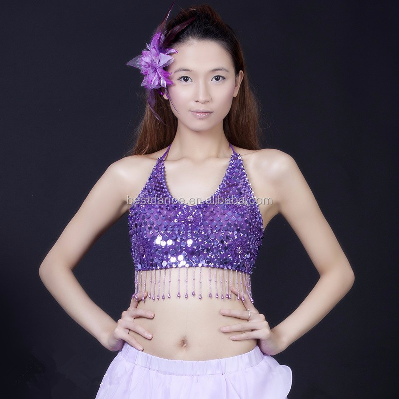 Atasan Crop Estetika Atasan Payet Glitter Wanita Bra Perban Mujer Rompi  Tari Perut Pakaian Kostum Tank Seksi Baju Vintage