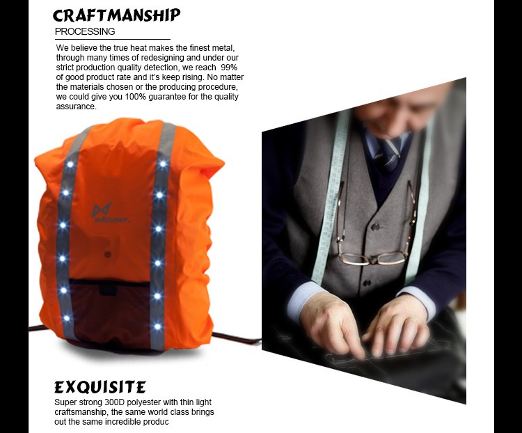 LED polyester 100% waterproof men's outdoor backpack rain cover