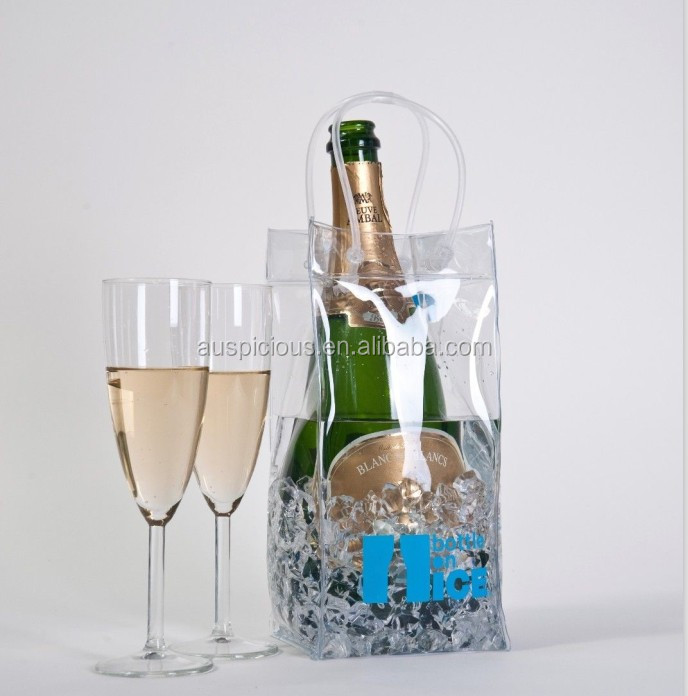 High quality shiny wine cooler plastic bag champagne ice bag