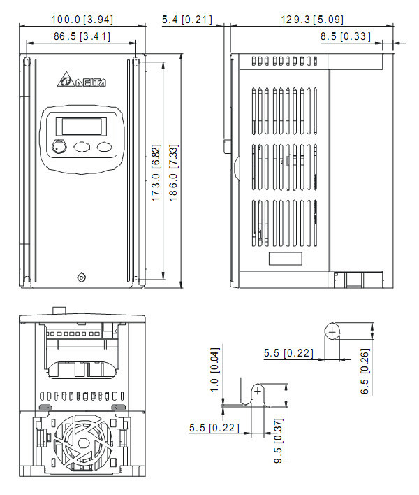 VFD022S23D Dimensions
