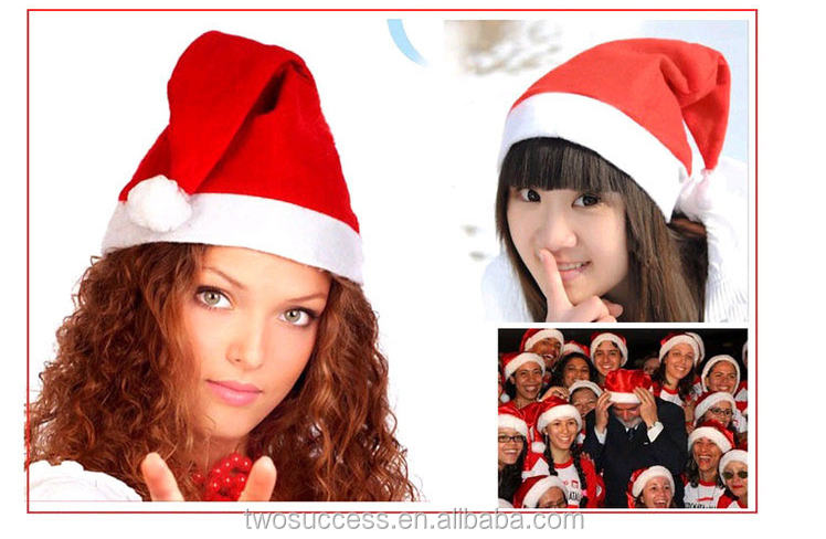 Red and White Deluxe Father Christmas Cap Party Santa Claus Hats.png