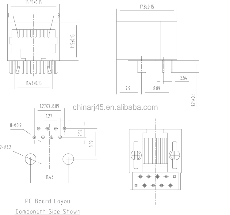 R/a8p8crj45ジャックコネクタ、 pcbマウント黄色の色仕入れ・メーカー・工場