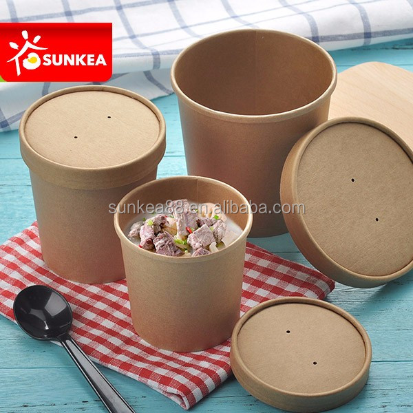 Paper Soup Bowl with Lid - Buy Paper Soup Bowl, disaposable soup container,  chinese soup bowls Product on Food Packaging - Shanghai SUNKEA Packaging  Co., Ltd.