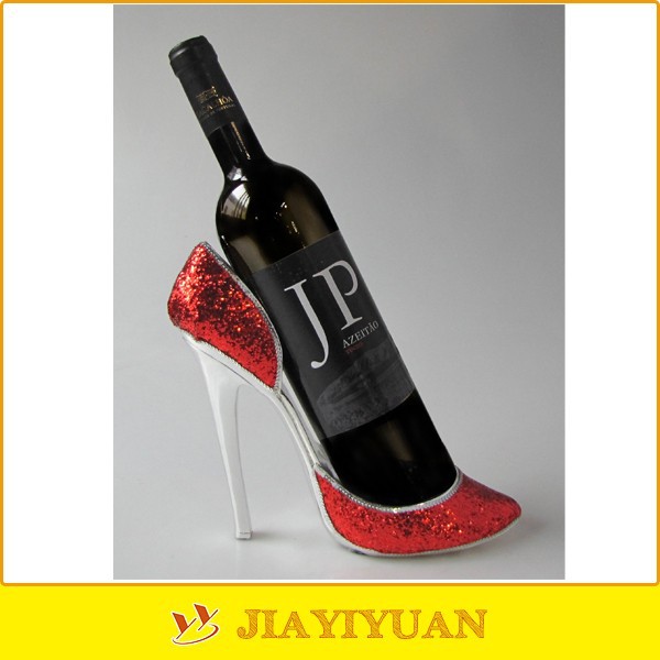 Red Glitter High Heel Shoe Wine Bottle Holder for Fun Champagne Gift