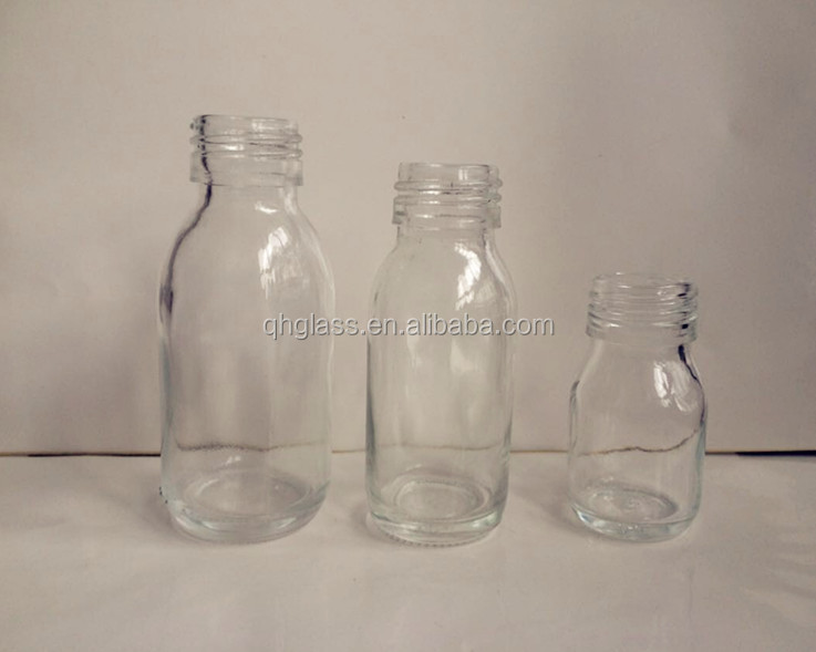30ml/60ml/90ml透明なガラスのシロップの瓶、 透明シロップ薬のガラス瓶問屋・仕入れ・卸・卸売り