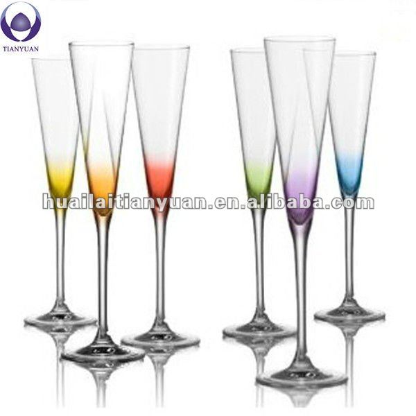 Colored lampworking pyrex borosilicate champagne flute glass