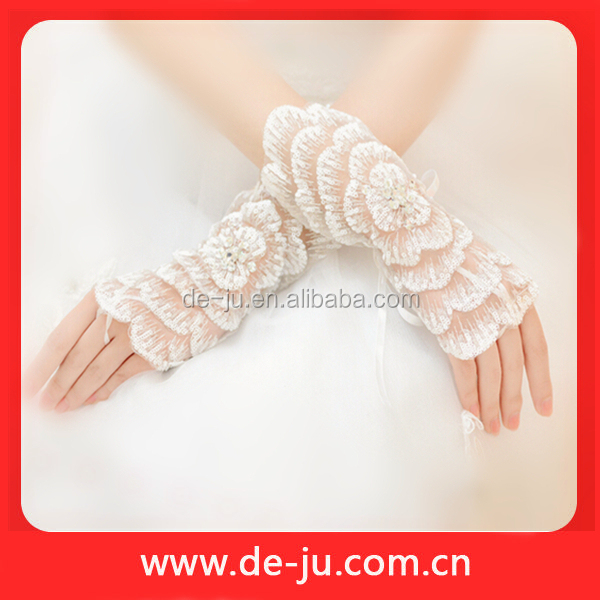 白絹透明hotsaleセクシーな美しいレースの手袋のレースの花嫁の手袋仕入れ・メーカー・工場