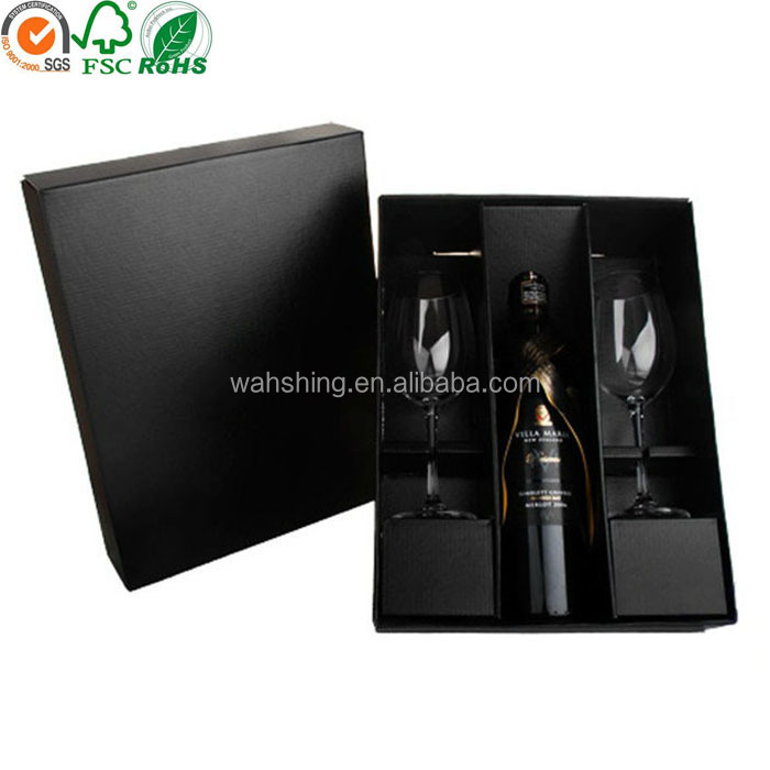 Luxurious red wine box with gold foil stamping logo on the lid