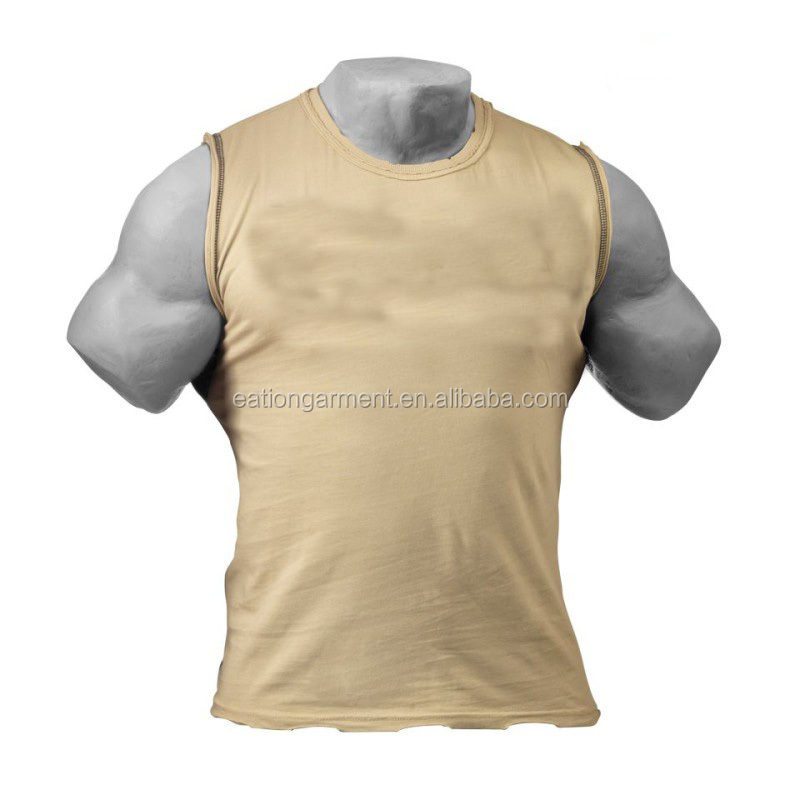 陸軍デザインcotton/ポリエステルdri-fitジム男性用シングレット問屋・仕入れ・卸・卸売り