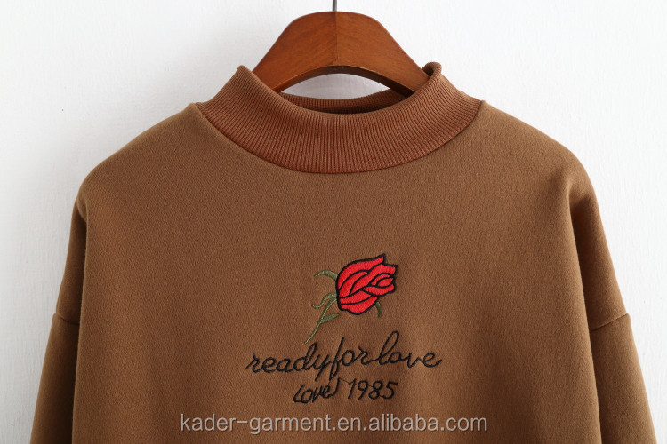 韓国女性のスウェットシャツの刺繍スウェットシャツの長袖の安い価格仕入れ・メーカー・工場