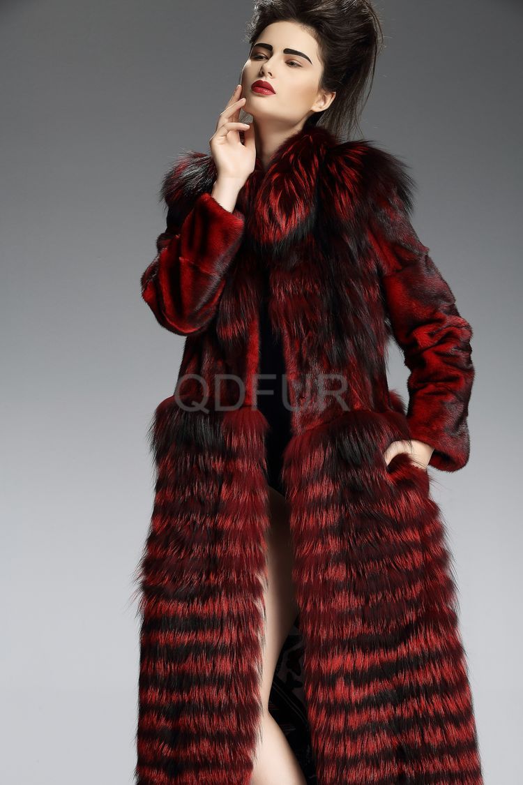 desigualqd29202冬、 高品質の女性の服とミンクの赤いキツネの毛皮のコートの毛皮の襟と袖のコート女性の仕入れ・メーカー・工場