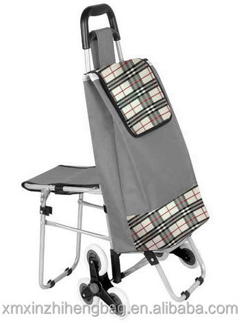 Durable cheap folding shopping trolley bag with seat from China supplier仕入れ・メーカー・工場