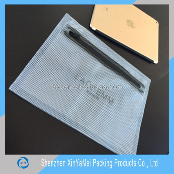 mesh PVC document bag with zipper