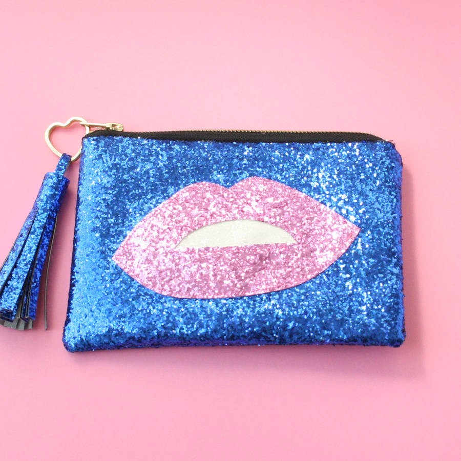 Hot Selling Glitter Lips Clutch Bag Women Fashion Cosmetic Makeup Bag