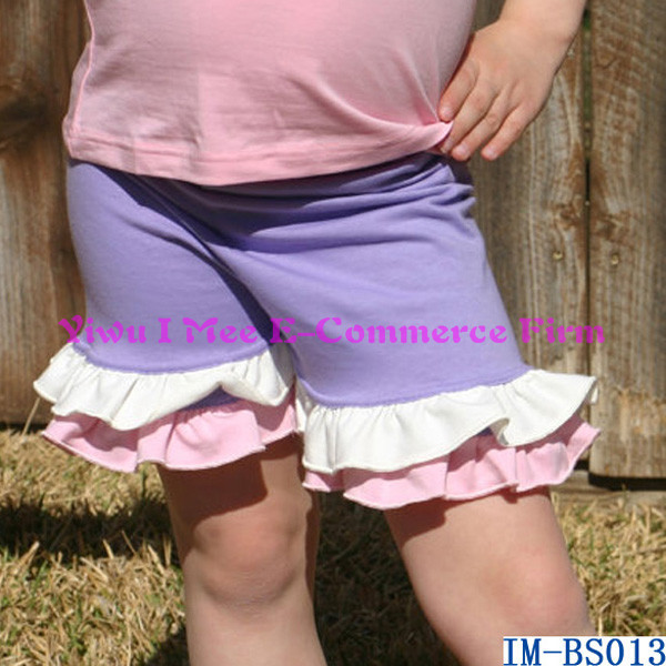 赤ちゃんの夏の服のブティックpersnickety小さな女の子フリル付きim-bs008綿ハーフパンツ白仕入れ・メーカー・工場
