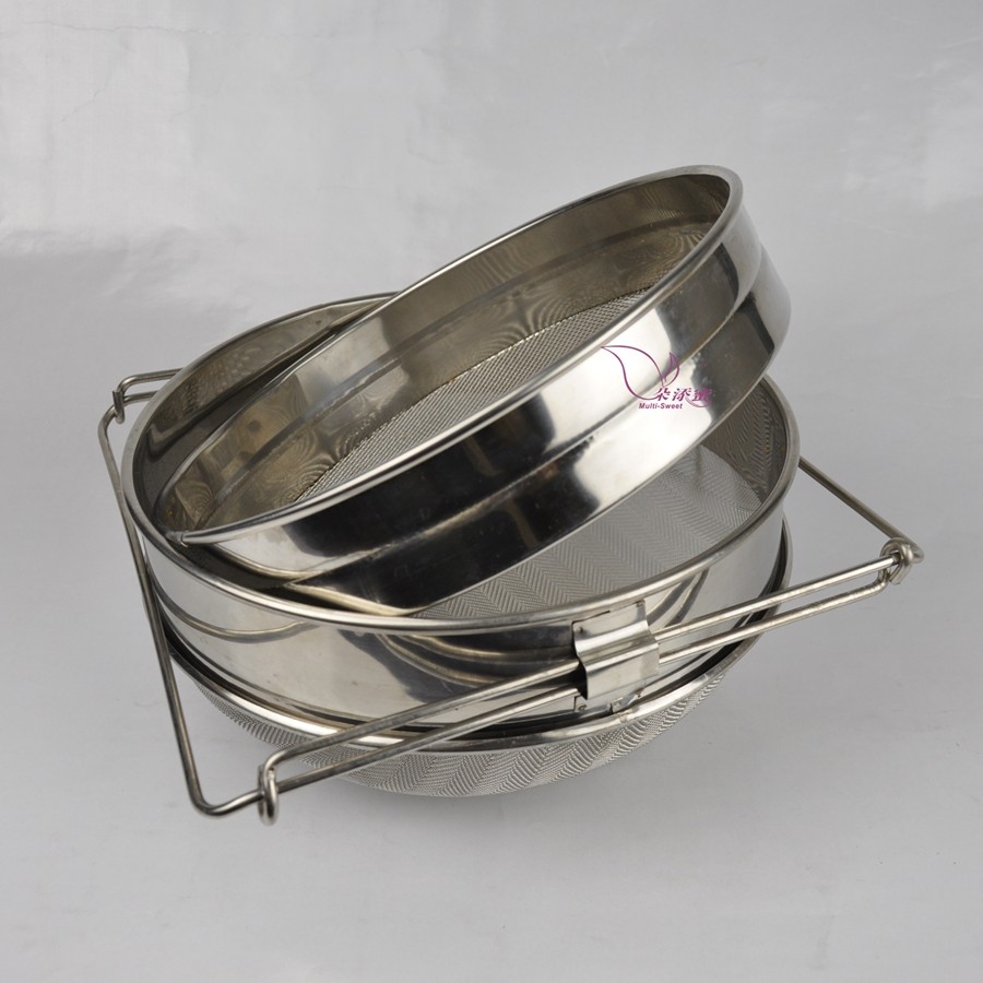 Food Grade 304 Double Sieve Stainless Steel Bucket Top Honey Strainer