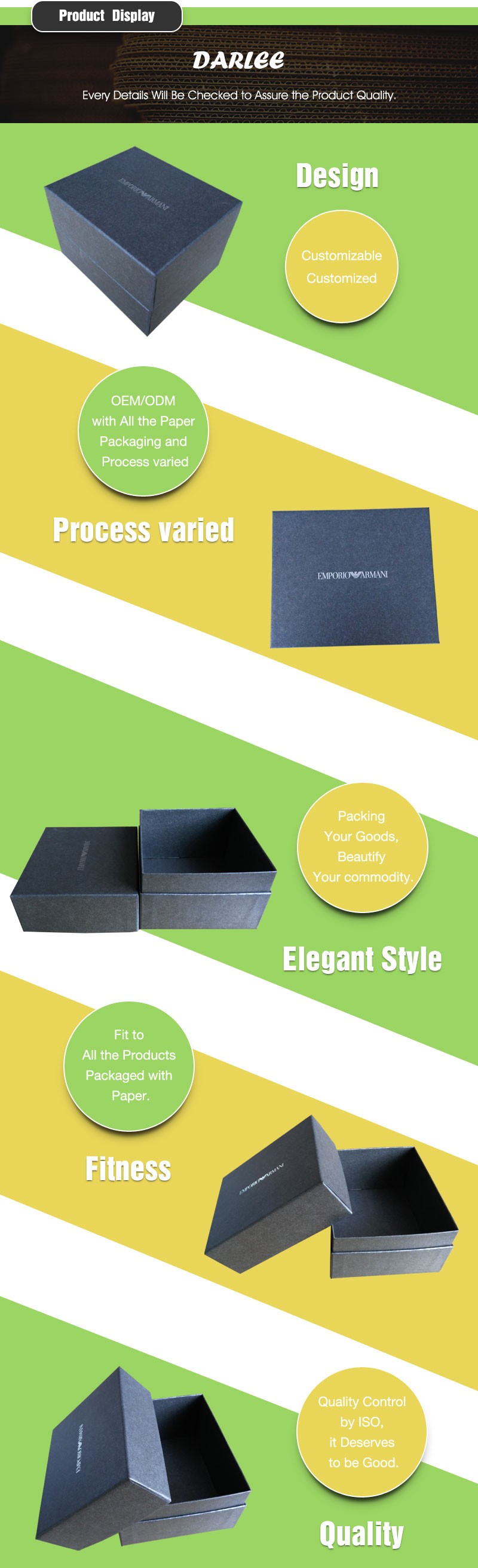 black custom printed handmade cardboard paper gift box with lid