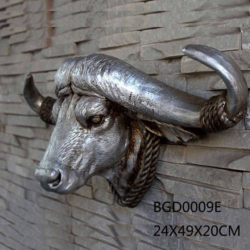 Antique Silver Resin Bull Head Sculpture For Wall Decor Buy Antique