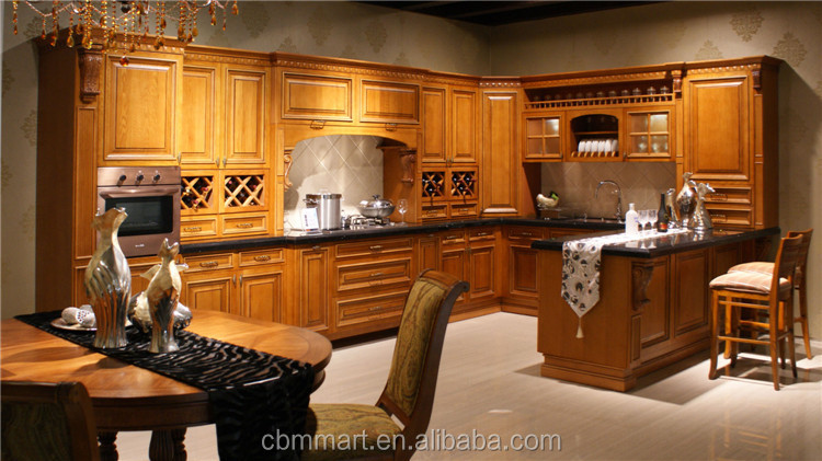 El último diseño de madera mueble cocina con isla gabinete ...