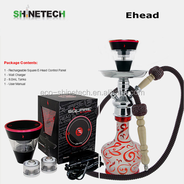 Square ehead!!!Touch screen e head hookah with 8ml tank fit for all kinds of ehookah with two colors