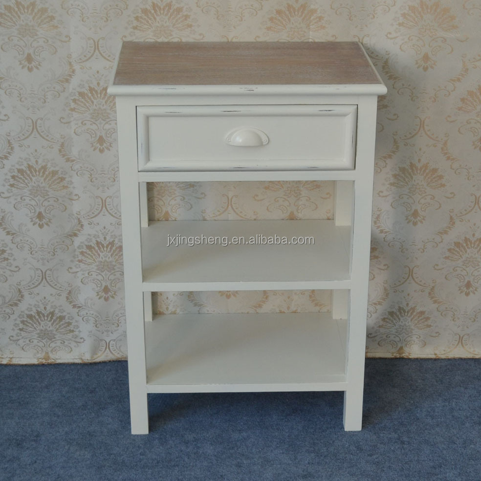Shabby chic franse stijl witte enkele lade nachtkastje salontafels ... Ontworpen slaapkamers shabby chic