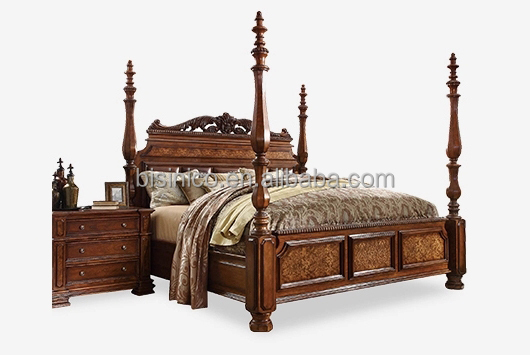 Lujo americano clásico dormitorio de madera maciza tallada a mano ...